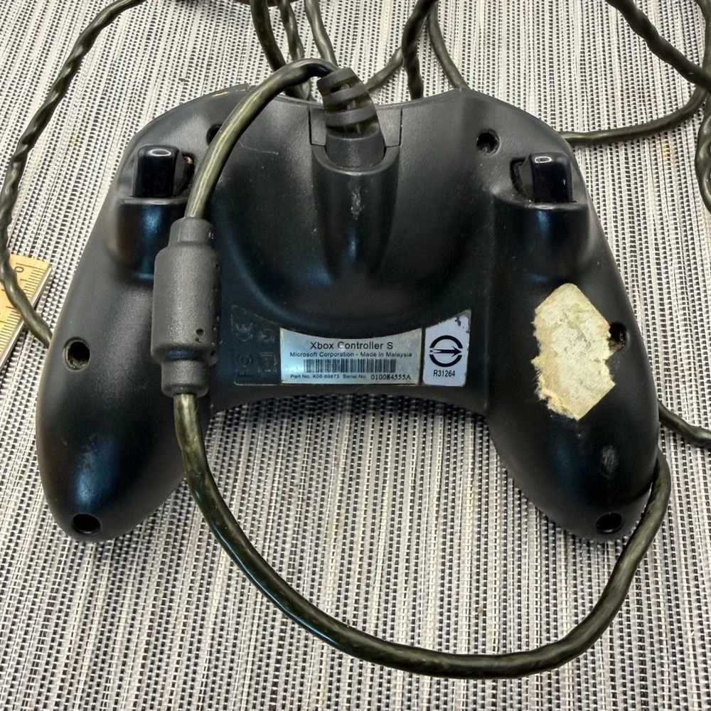 Microsoft Xbox Controller S Black Wired Gamepad with 8MB Memory Unit Untested